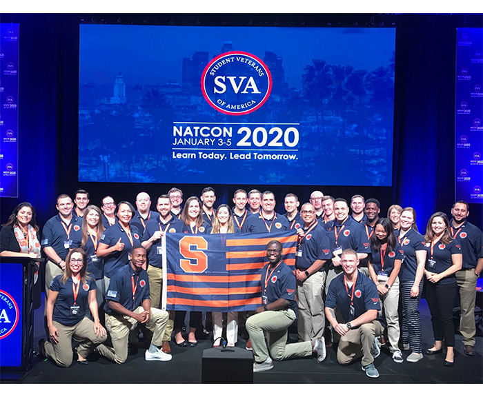 Group of Syracuse University student veterans at NatCon 2020