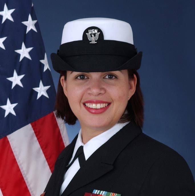 Jennifer Aquino in Navy dress uniform