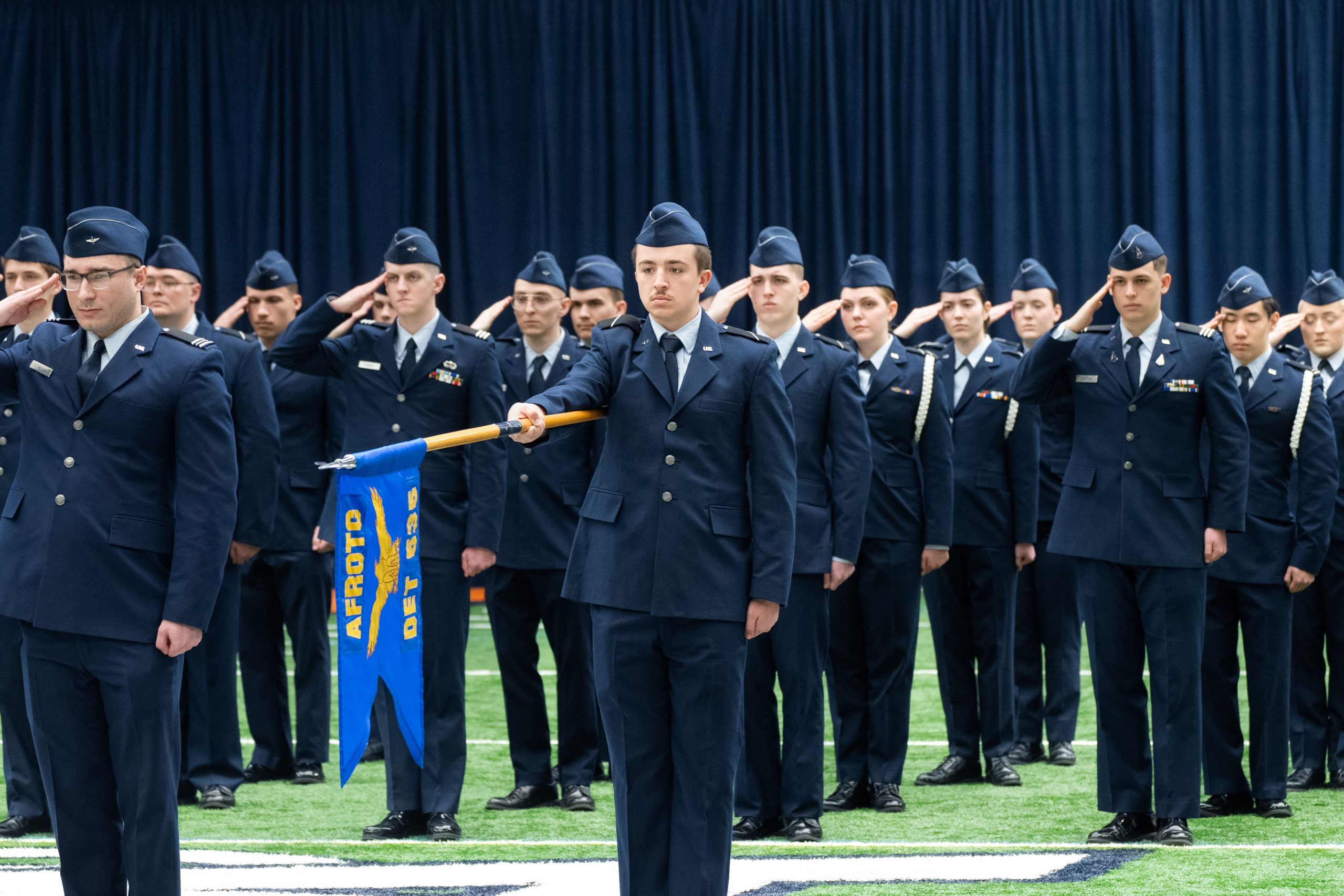 afrotc cadets in formation during chancellor's review
