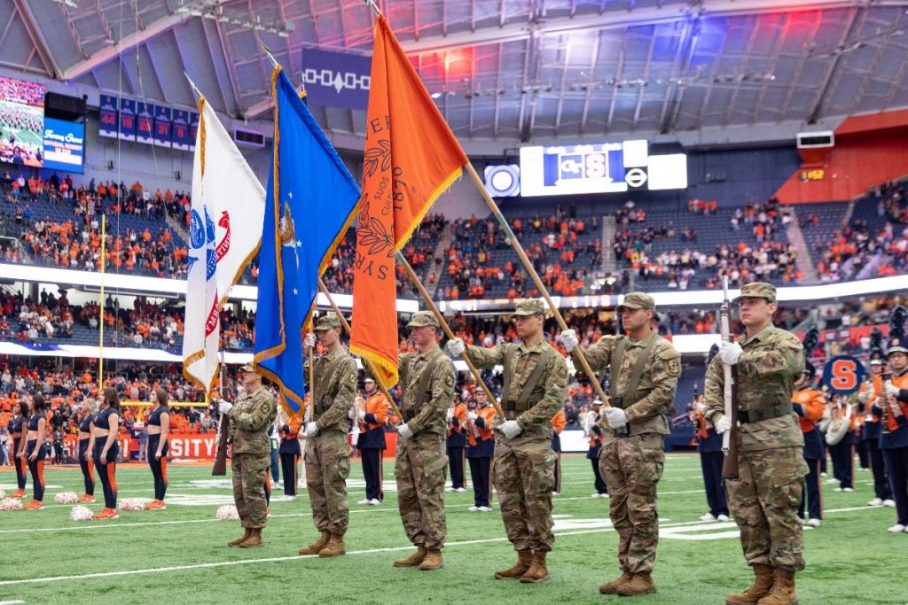 ROTC cadets color guard. 